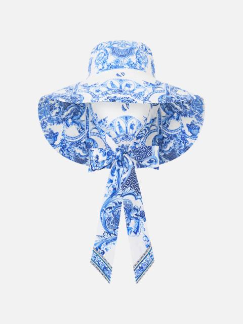 CAMILLA WIDE BRIM BUCKET HAT WITH TIE CERAMIC PANORAMIC