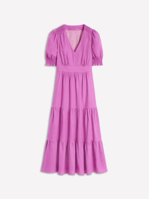 BODEN Anna Linen Tiered Midi Dress-Foxglove Purple