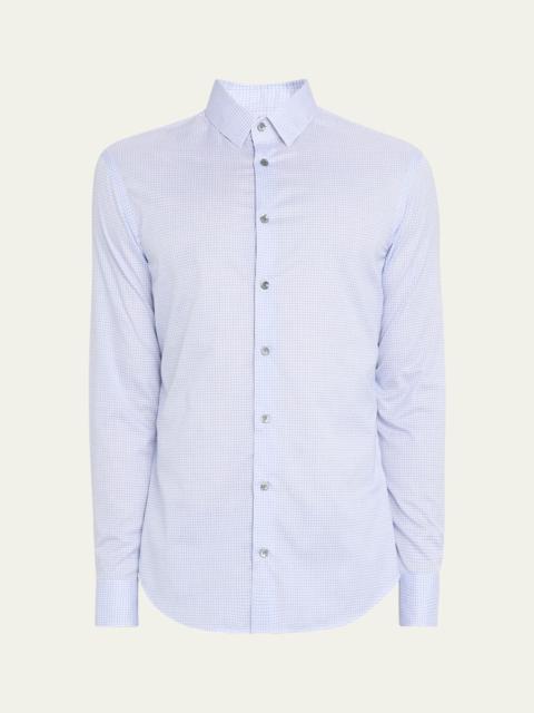 GIORGIO ARMANI Men's Micro-Plaid Cotton Dress Shirt