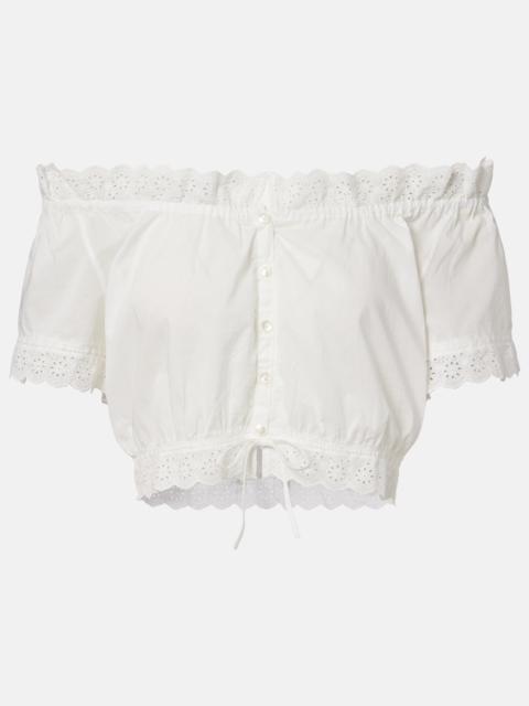 Poupette St Barth Nala pointelle cotton crop top