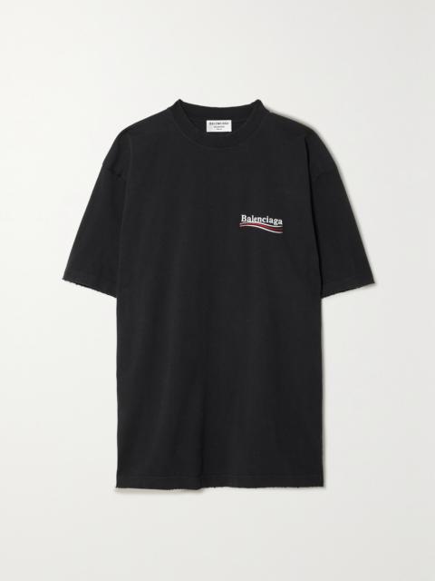 BALENCIAGA Oversized Embroidered Cotton-jersey T-shirt