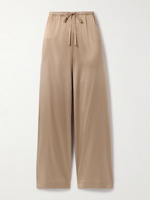 ÉTERNE Brody silk-blend satin wide-leg pants Camel
