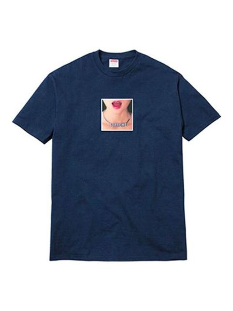 Supreme Supreme SS18 Necklace Tee Navy Printing Short Sleeve Unisex Navy Blue SUP-SS18-0055