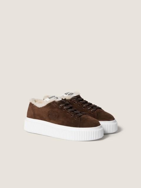 Miu Miu Suede and shearling sneakers