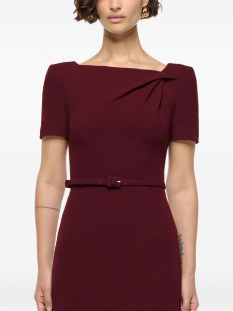 ROLAND MOURET asymmetrical twist belted wool mini dress
