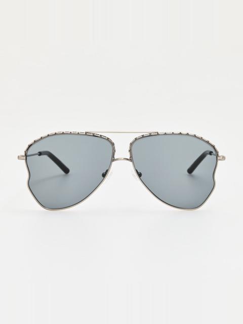 LINDA FARROW Kika Mendoza Sunglasses in Antique Silver and Grey
