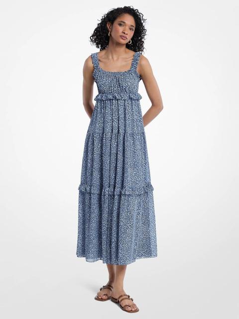 MICHAEL KORS Leopard Print Georgette Tiered Dress