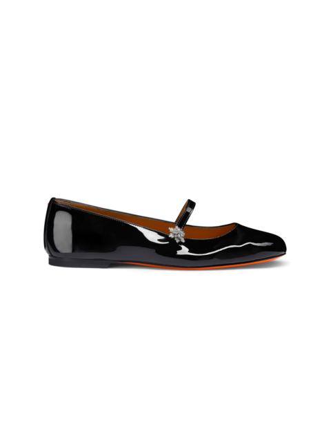 Women's black patent leather ballet flat