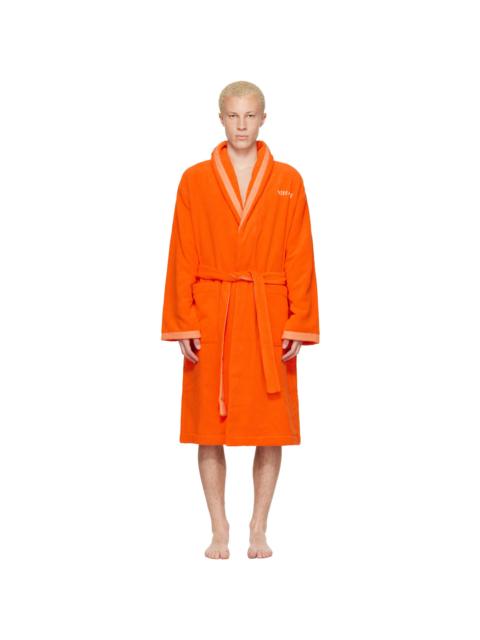 VERSACE Orange Cotton-Terry Jacquard Bathrobe