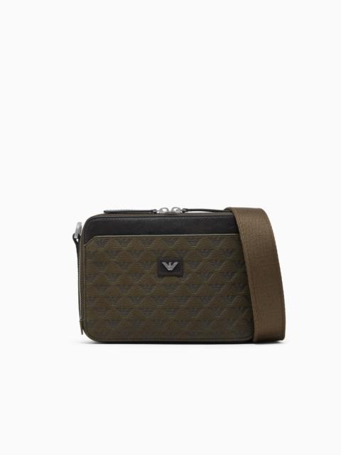 EMPORIO ARMANI CROSSBODY CAMERA BAG IN TEXTURED LEATHER WITH A ZIP CLOSURE