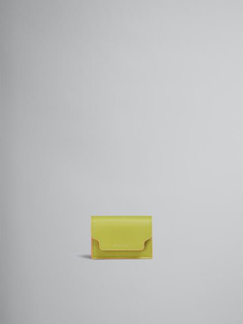Marni GREEN SAFFIANO LEATHER TRI-FOLD WALLET