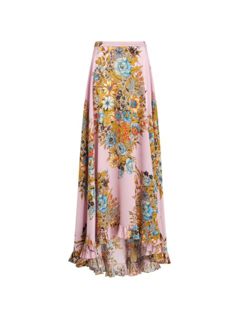 floral-print silk maxi skirt