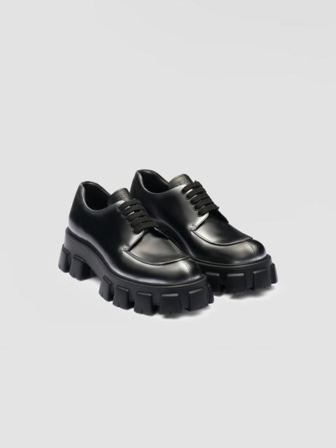 Prada Monolith nuanced brushed leather lace-up shoes