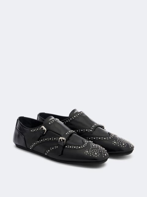 FENDI Studded leather monk strap shoes