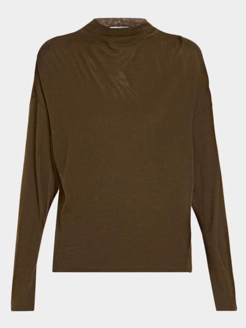 Vince Relaxed Wool-Blend Funnel-Neck Top