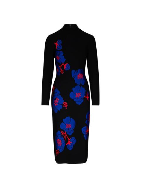 CAROLINA HERRERA floral-intarsia long-sleeve dress