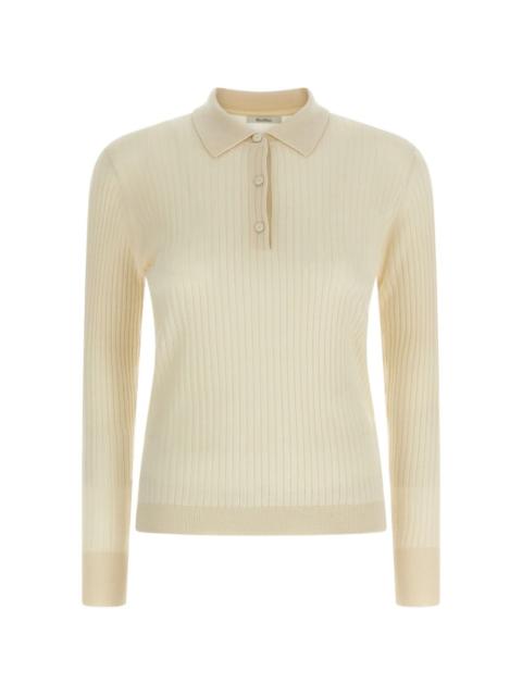Max Mara ribbed button polo top
