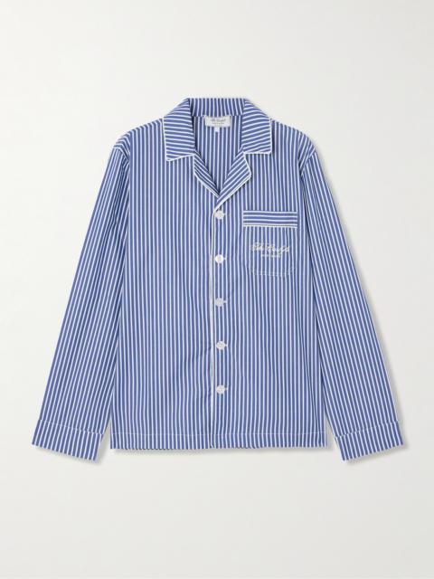 Sporty & Rich + The Carlyle Embroidered Striped Cotton-poplin Shirt