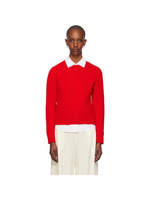 &DAUGHTER Red Carrow Cable Crewneck Sweater