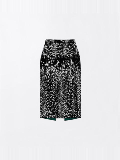 TOM FORD LYNX JACQUARD VELVET PENCIL SKIRT WITH FRONT SLIT