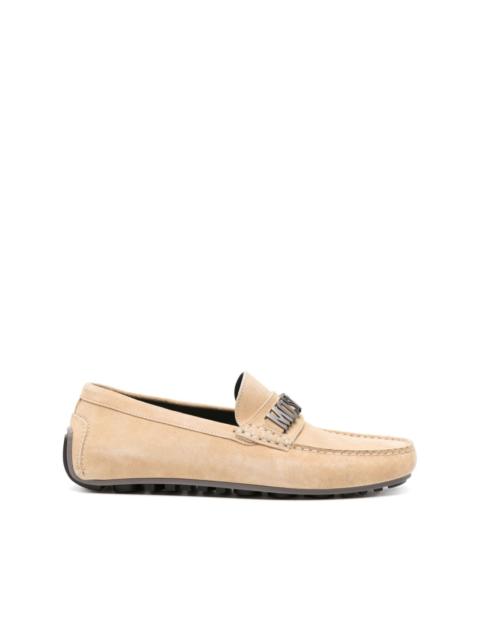 Moschino logo-plaque suede loafers