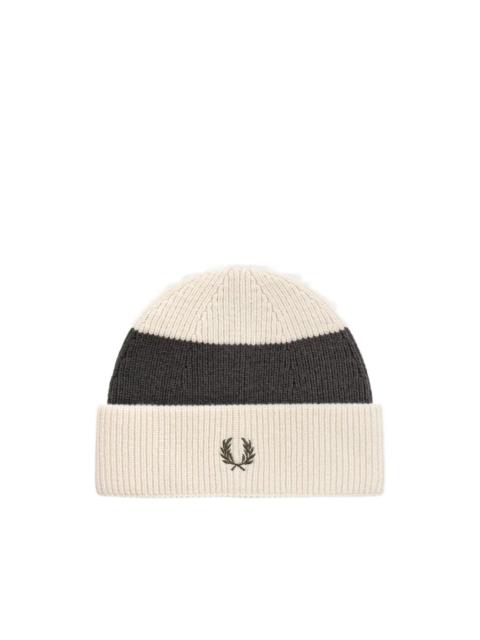 Fred Perry striped beanie hat