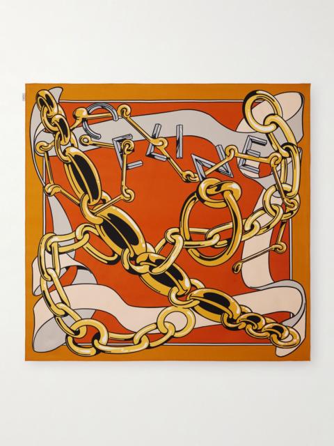 CELINE Printed Silk Scarf Orange
