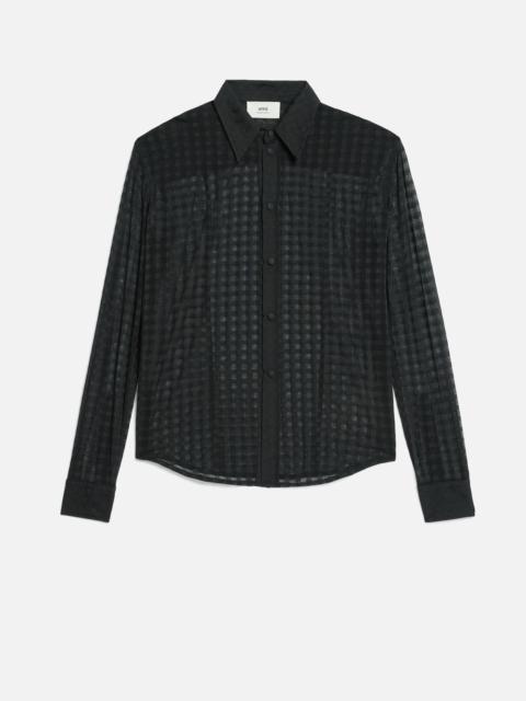 Gingham Pattern Lace Shirt