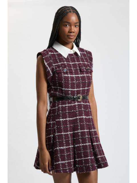 KAREN MILLEN Sparkle Tweed Contrast Collar Mini Dress