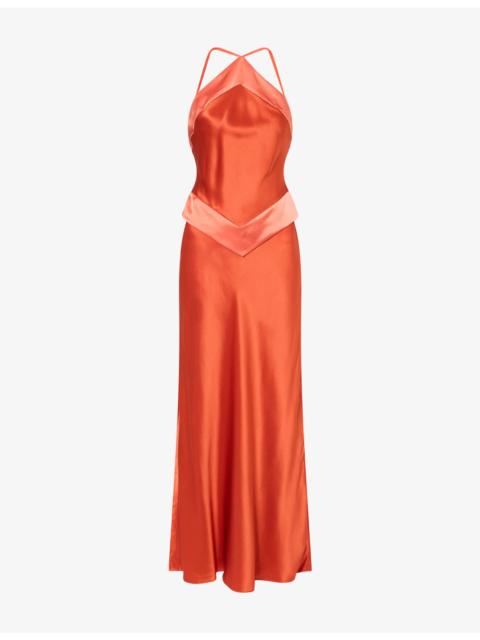 Reformation Jillian Halter-Neck Silk Maxi Dress