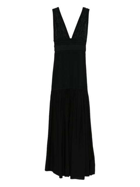 Sandro V-neck knitted maxi dress