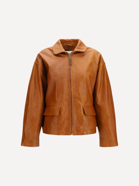 Marni Glossy leather Jacket with back martingale