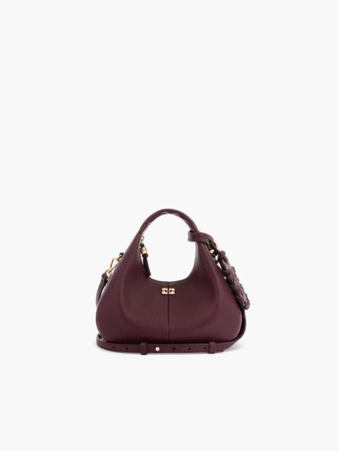 GANNI MINI HOBO BAG IN BURGUNDY