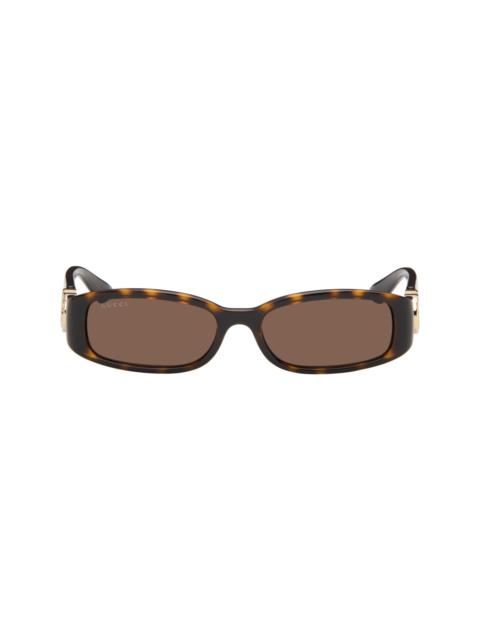 GUCCI Brown Rectangular Frame Sunglasses