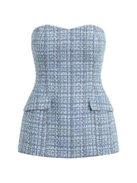 Favorite Daughter Women's The Brooke Strapless Tweed Bustier Top - Sky Blue Tweed