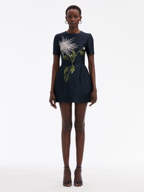 Oscar de la Renta CHRYSANTHEMUM JACQUARD SHORT SLEEVE DRESS