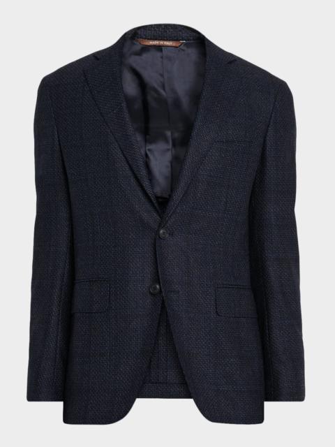 Canali Men's Stepweave Wool Notch Lapel Sport Coat