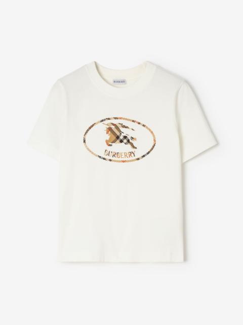 Burberry Check Knight Stamp Cotton T-shirt