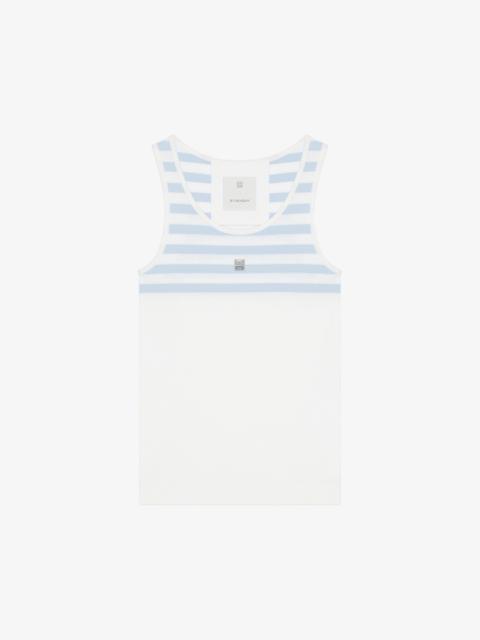SLIM FIT STRIPED TANK TOP IN COTTON AND 4G DETAIL