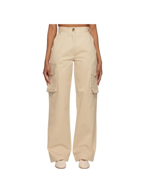 Beige High-Rise Trousers