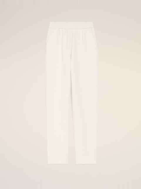 AMI Paris WHITE BLENDED LINEN ELASTICATED WAIST TROUSERS