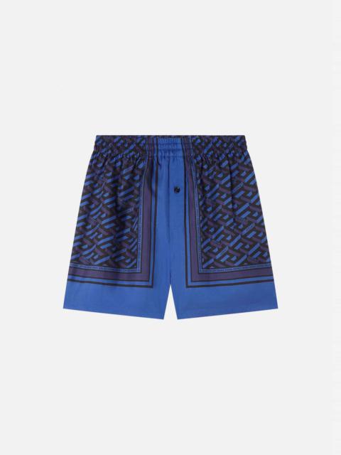 VERSACE Greca Signature Print Silk Pajama Shorts