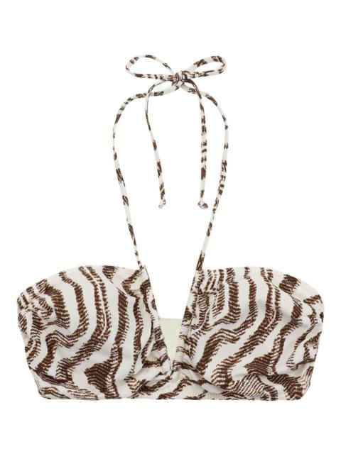 GANNI adjustable tieband patterned bikini top
