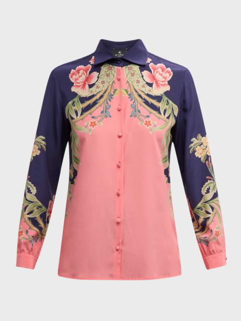 Enchanted Floral Long-Sleeve Silk Engineered Shirt