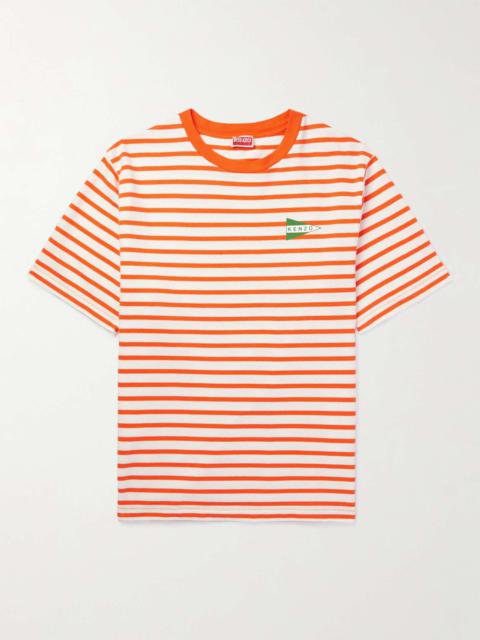 Oversized Logo-Print Striped Cotton-Jersey T-Shirt