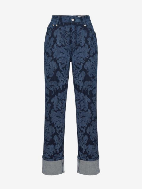 Alexander McQueen Women's Damask Boyfriend Jeans in Denim