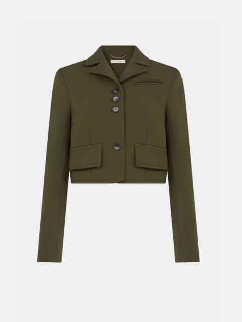 EMILIA WICKSTEAD Chapel Jacket in Military Green Birdseye Suiting