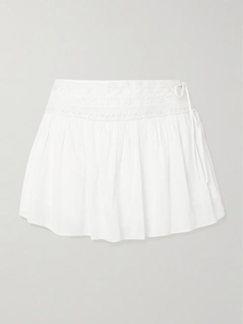 POSSE Danielle Tie-detailed Lace-trimmed Cotton Skort