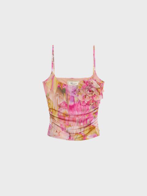 Blumarine TOP IN PRINTED JERSEY WITH 3D FLOWER DECORATION