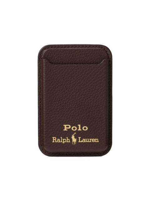 Polo Ralph Lauren magsafe pebbled logo-detail leather card case